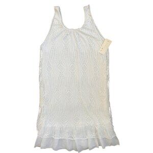 Women's White Shift Tank Dress Lined Stretched Sleeveless Made In Italy S/M